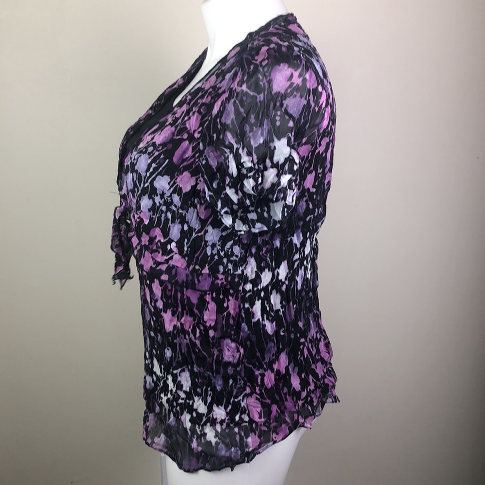 JM Collection Sheer Shell Top Abstract Print - Picture 6 of 8